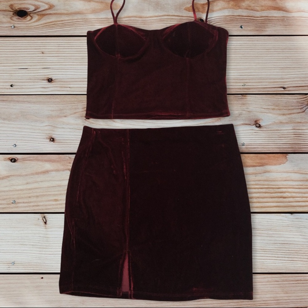 Haley and June Two piece red velvet set